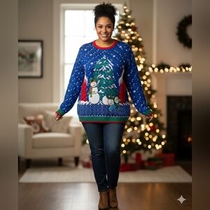 Holly Sweaters Blue Snowman Holiday Sweater Size XXL